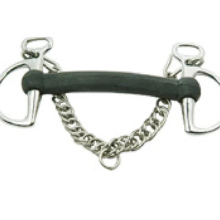 不鏽鋼金卑劍，硬質橡膠 Mullen 口，附鉤環和鏈條