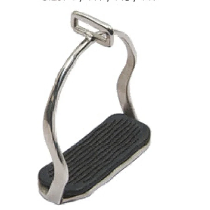 不鏽鋼雙安全馬鐙，帶黑色橡膠墊