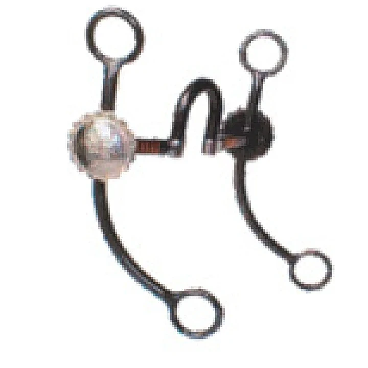 黑色表演馬銜，雙節空腔口徑，銅鑲嵌，GS雕花飾板