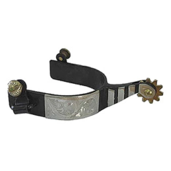 男士黑色鋼製腳刺配銀色飾邊