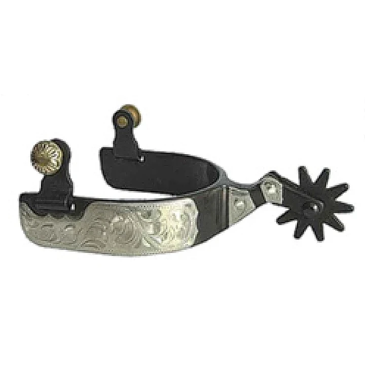 男士黑色鋼製鈴鐺腳刺配銀色飾邊