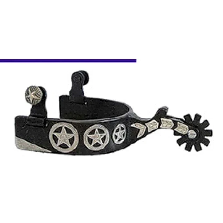 男仕黑色鋼製表演賽馬刺