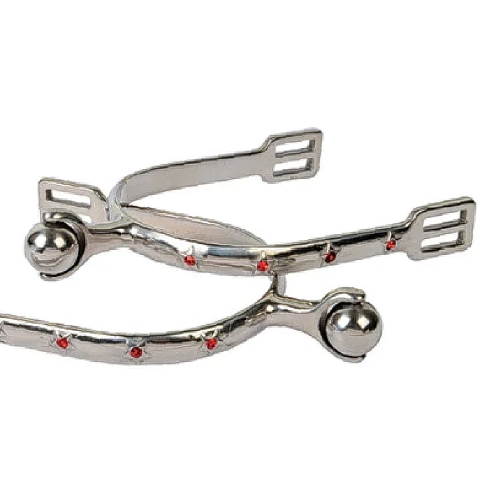 女士不鏽鋼馬刺，10mm 帶寬，飾星形及施華洛世奇水晶鑲嵌，配 5/8" 圓珠不鏽鋼滾輪