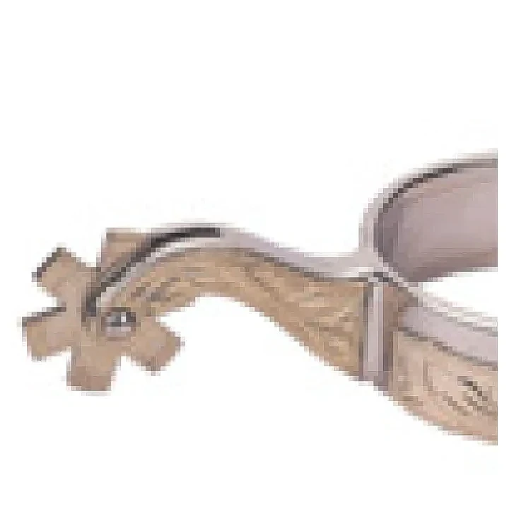 SS馬刺，1" 帶，2 1/4" 腳蹬桿，帶黃銅蝕刻飾邊，配1 1/4" 6齒黃銅輪刺及黃銅鈕扣