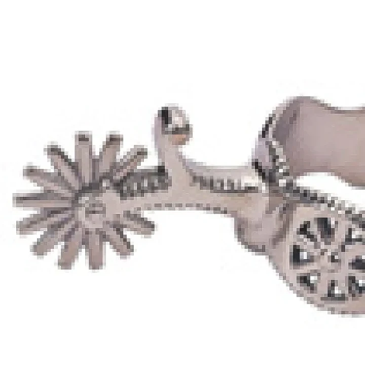 SS馬刺，13/16" 帶，1 3/4" 腳蹬桿，配1 1/2" 14齒SS輪刺及SS鈕扣