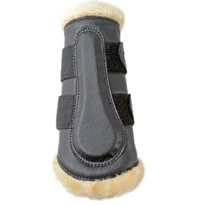 PVC 皮革脛骨護靴，黃色絨毛襯裡，魔鬼氈配彈性帶，一雙